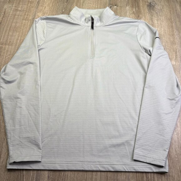 Nike Dri-FIT Mens Light Gray 1/2-Zip Pullover Mock Neck Comfy Sweatshirt Size L - Picture 1 of 11